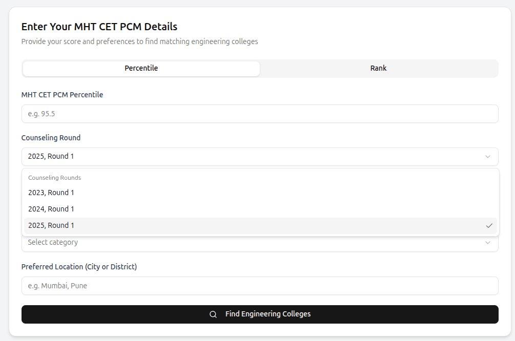 MHT CET 2025 College Predictor is LIVE – Now Featuring CAP Round 1 Cutoffs!